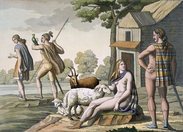 Ancient Gauls, c. 1800-18 (coloured engraving)
