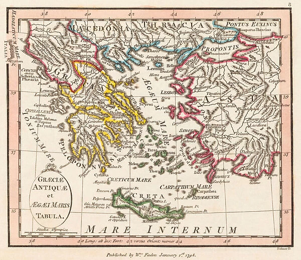 Ancient Greece. Aegian Sea. Asia Minor. Map