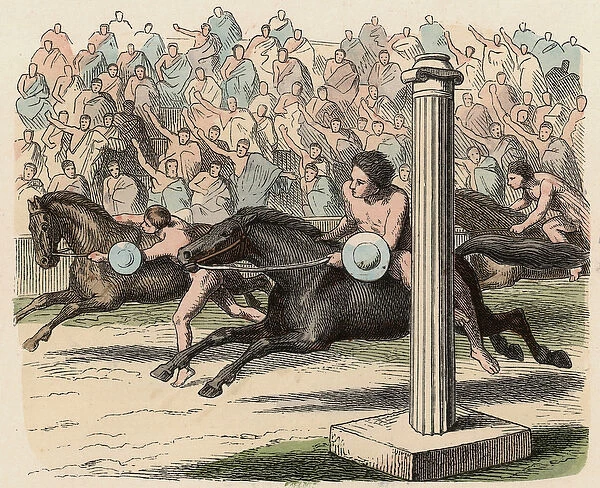Ancient Greece: Sport: Mounting and dismounting from a horse at speed