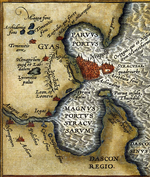 The ancient port of Syracuse in Sicily after the 'Atlas'of Abrahm Ortelius