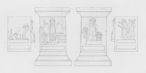 Ancient Roman marble altar (engraving)