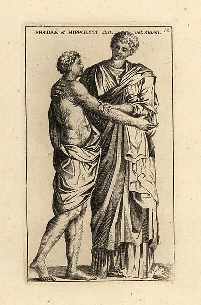 Ancient statue of two young men, Rome. 1779 (engraving)