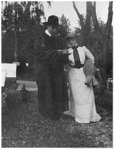 Andre Gide and Maria van Rysselberghe, Weimar, Germany, 1903 (b  /  w photo)