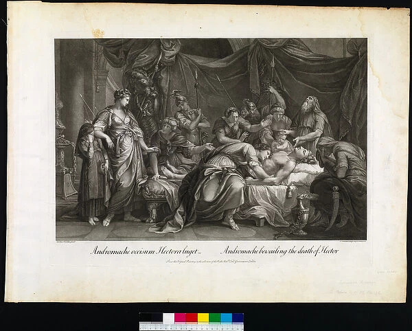 Andromache bewailing the death of Hector, engraved by Domenico Cunego, 1764 (engraving)