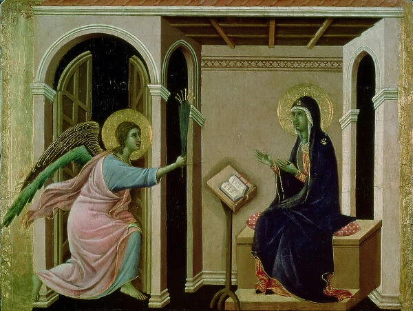 Angel Announcing the Death of Our Lord to Mary (tempera on panel)