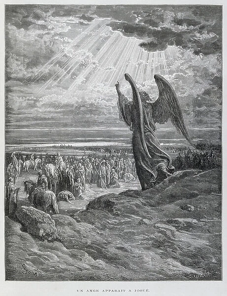 The Angel appearing to Joshua In, 1866, Illustration from the Dore Bible, 1866