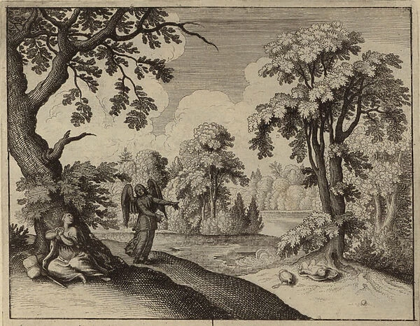 The Angel consoling Hagar in the wilderness (engraving)