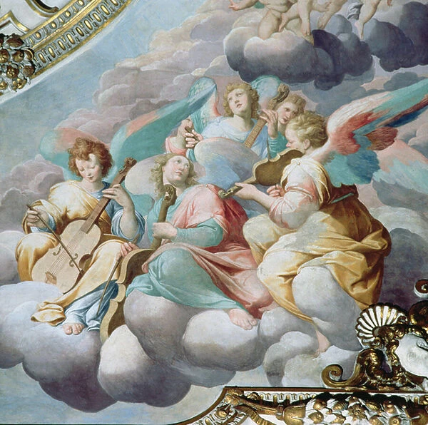 Detail of angel musicians from the vault of the choir (fresco)