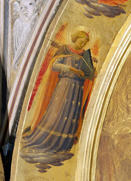 Angel with organ, detail from the Linaiuoli Triptych, 1433 (tempera on panel)