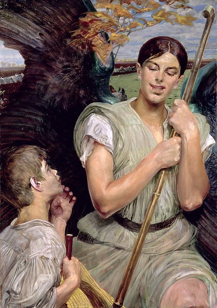 Angel and Shepherd Boy, 1911 (oil on panel)