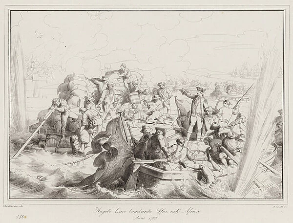 Angelo Emo bombarda Sfax nell Africa, 1785 (engraving)