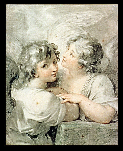 Two angels, 18th century (drawing)