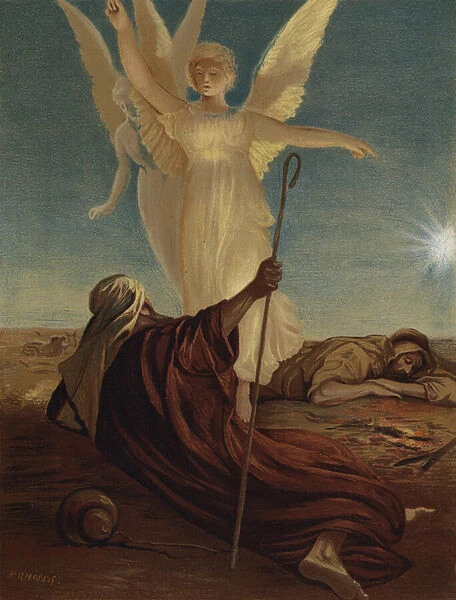 Angels appearing to the shepherds of Bethlehem (chromolitho)
