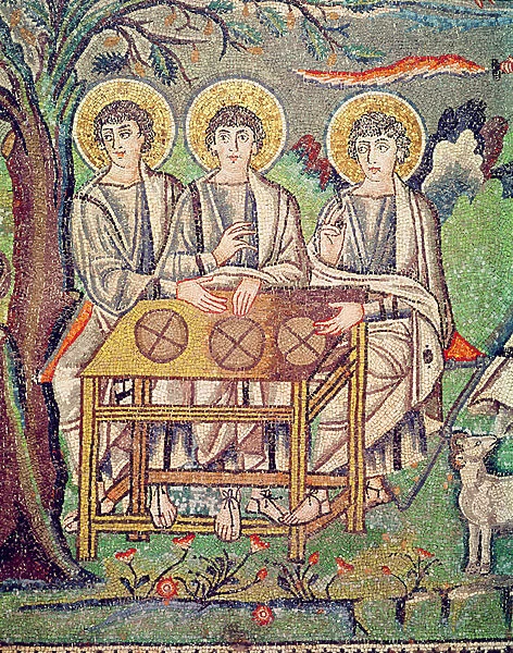 The Three Angels, detail of The Hospitality of Abraham and the Sacrifice of Isaac, 6th century (mosaic) (see 154709)
