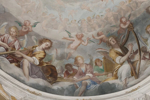 Angels, musician angels and puttos, detail of Paradise with eternal Father, c