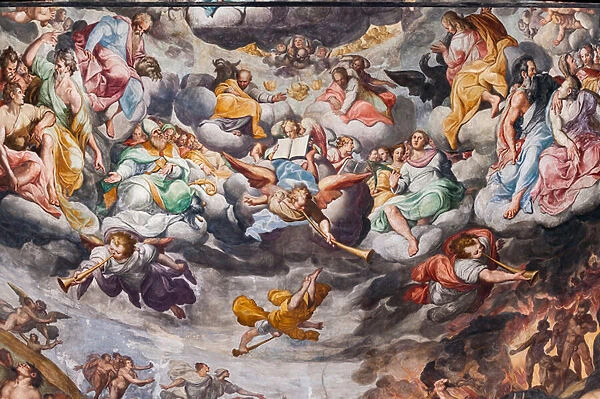 Angels playing music, detail of the Last Judgement (fresco)