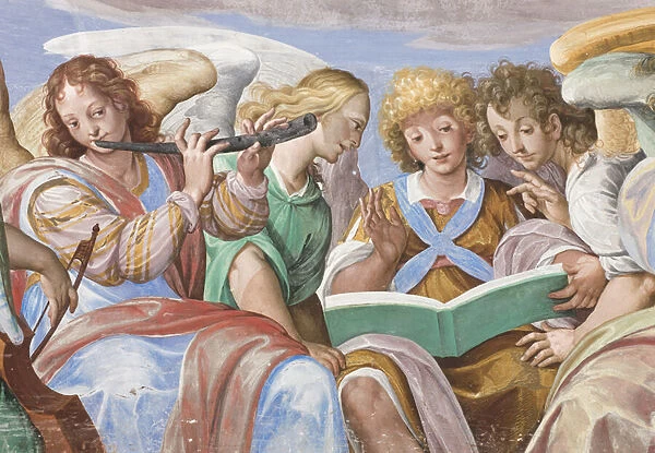 Angels singing and playing (fresco) (detail of 3496733)