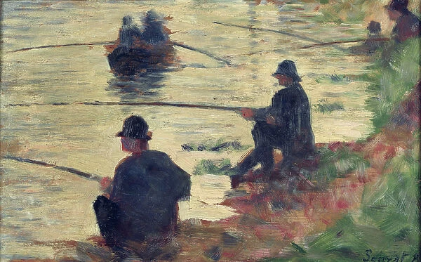 Anglers, Study for La Grande Jatte, 1883 (oil on panel)