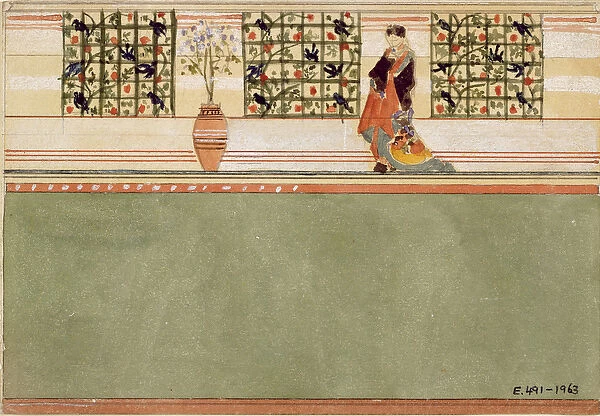 Anglo-Japanese Wall Design, c. 1860 (w  /  c & pencil on paper)