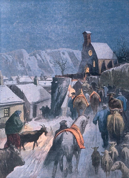 Animal Christmas in the Cevennes, illustration from Le Petit Parisien