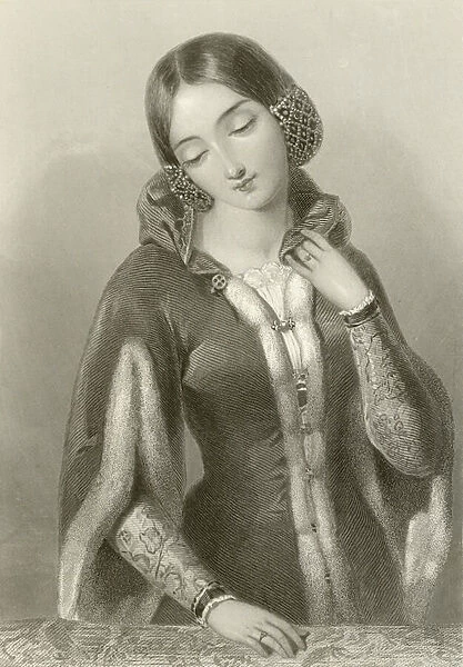 Anne of Bohemia, queen of king Richard II (engraving)