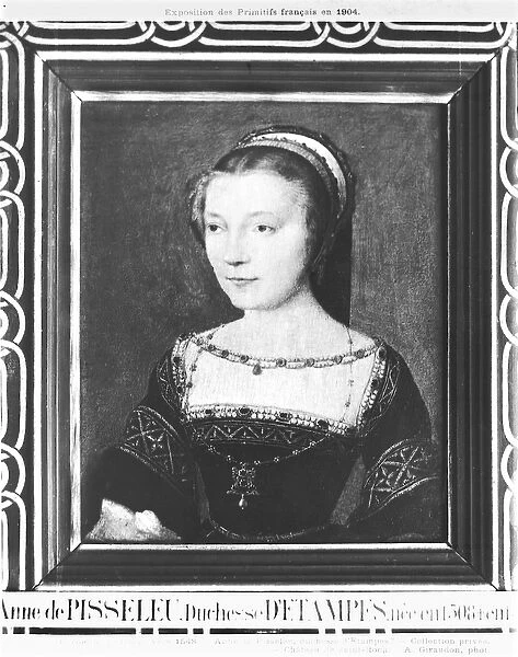 Anne de Pisseleu (1508-80) Duchess of Etampes, c. 1448 (oil on panel) (b  /  w photo)