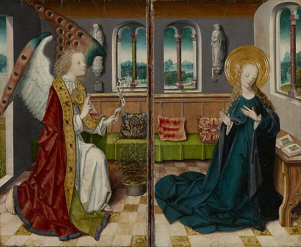 The Annunciation, 1490 (mixed media on wood)