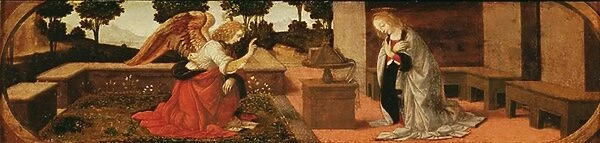 The Annunciation, predella panel from an altarpiece, 1478-85 (oil on panel)