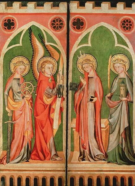Annunciation with S. S. Barbara and Katherine, 1310-40