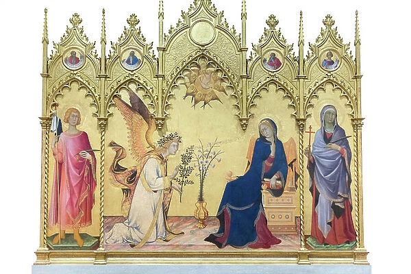 Annunciation with St Ansanus and St Maxima; the prophets (in the pinnacles), 1333, (tempera on wood)
