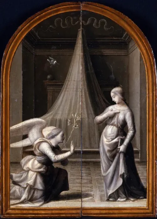 Framed Print : The Annunciation. (Triptych, reverse) par Albertinelli, Mariotto (1474-1515)