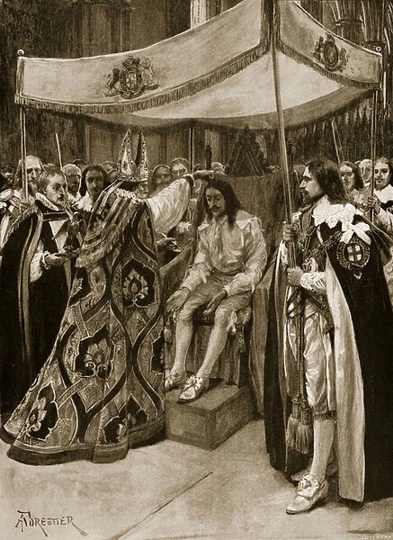 The anointing of Charles I by George Abbot, Archbishop of Canterbury