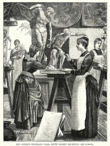 The antique modelling class, South London Technical Art School (engraving)