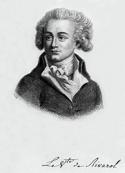 Antoine Rivaroli (Antoine de Rivarol 1753-1801) French writer, engraving and autograph