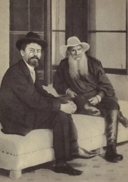 Anton Chekhov and Leo Tolstoy (b  /  w photo)
