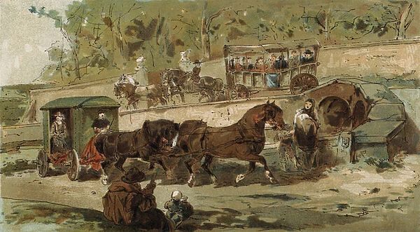 Antwerp carriage and patache, Spanish Netherlands, early 17th Century (colour litho)