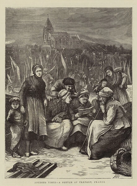 Anxious Times, a Sketch at Treport, France (engraving)