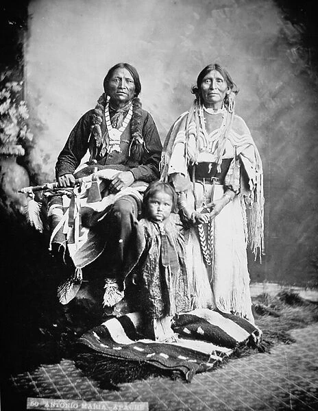 Apache Chief Antonio Maria with his family, 1897 (b  /  w photo)