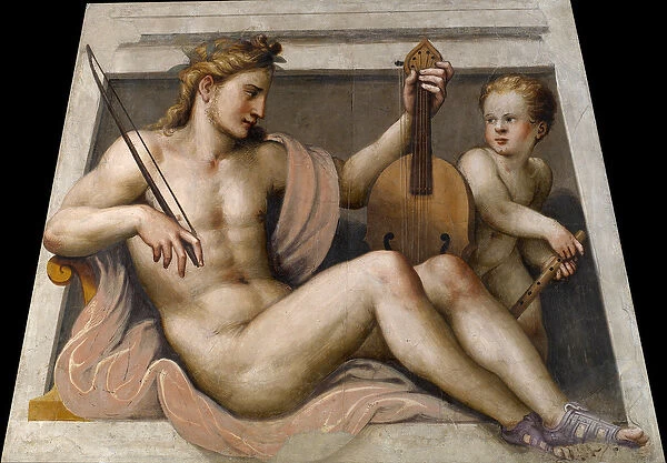Apollo with cupid par Gambara, Lattanzio (c. 1530-1574)