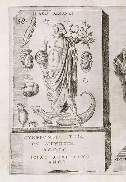 Apollo with a dogs head, 1589 (engraving)