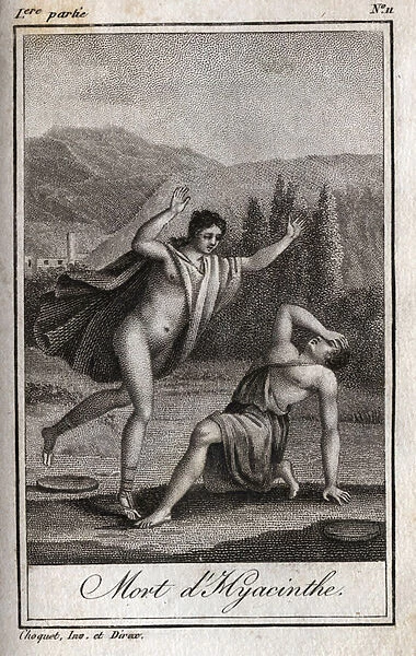 Apollo and Hyacinthos (Death of Hyacinthe) Engraving of 1819 in '