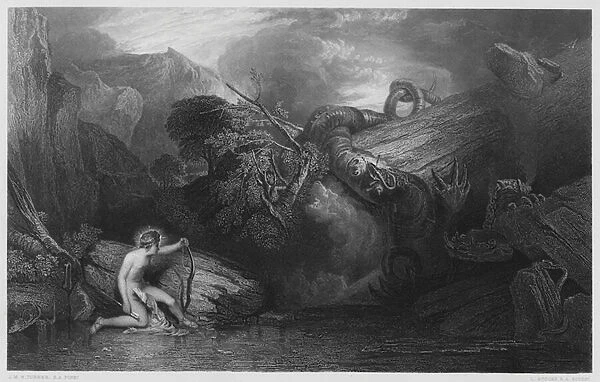 Apollo Killing the Python, from the picture in the National Gallery (engraving)