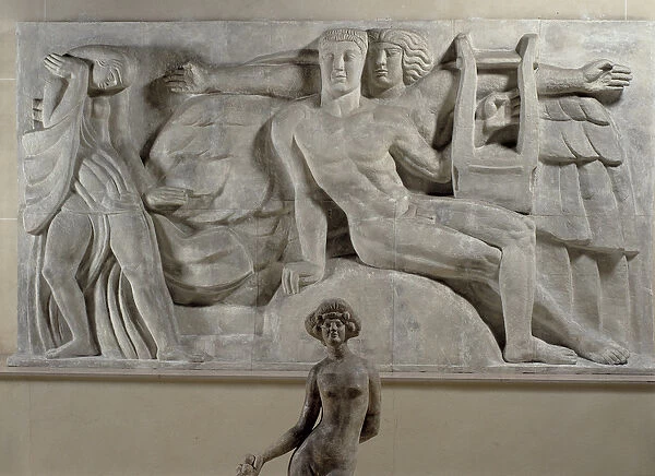 Apollo in meditation with a Muse, 1912 (stone)