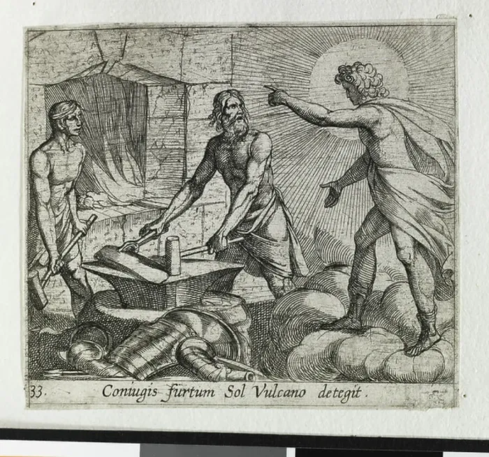Framed Print : Apollo at Vulcan's Forge (etching) Framed Print : Apollo at Vulcan's Forge (etching)