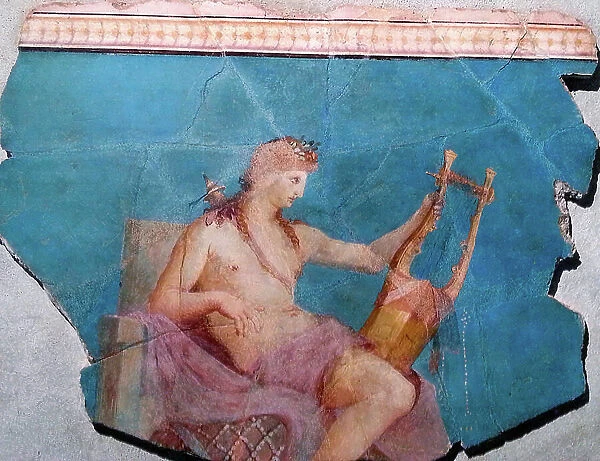 Apollon playing lyre or cithar, Rome, 1st century (fresco)