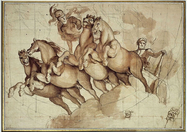 Apotheose of Hercules Lavis de sanguine et encre noir by Charles Lebrun (Le Brun