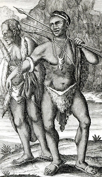 The Apparel of the Hottentot Men (litho) (b  /  w photo)