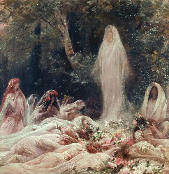 Apparition, illustration for a literary work by Edmond Rostand (1868-1918) (oil on canvas