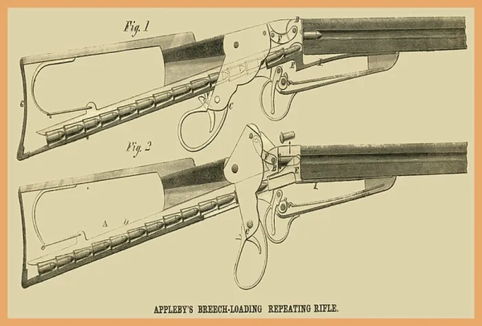 Framed Print : Applebees Breech Loading Repeating Rifle