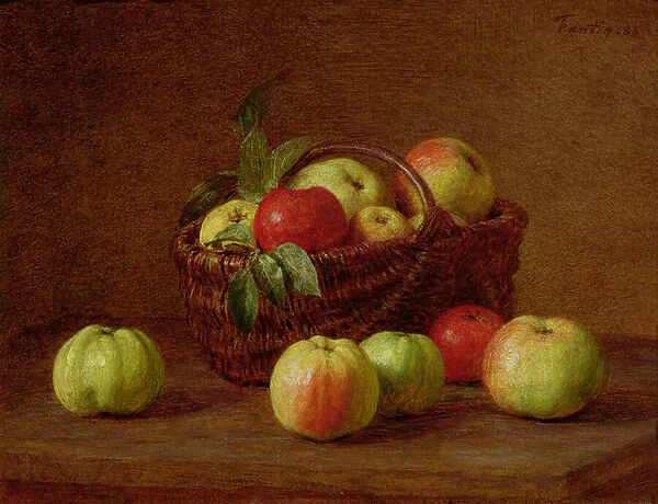 Apples in a Basket and on a Table, 1888 (oil on canvas)